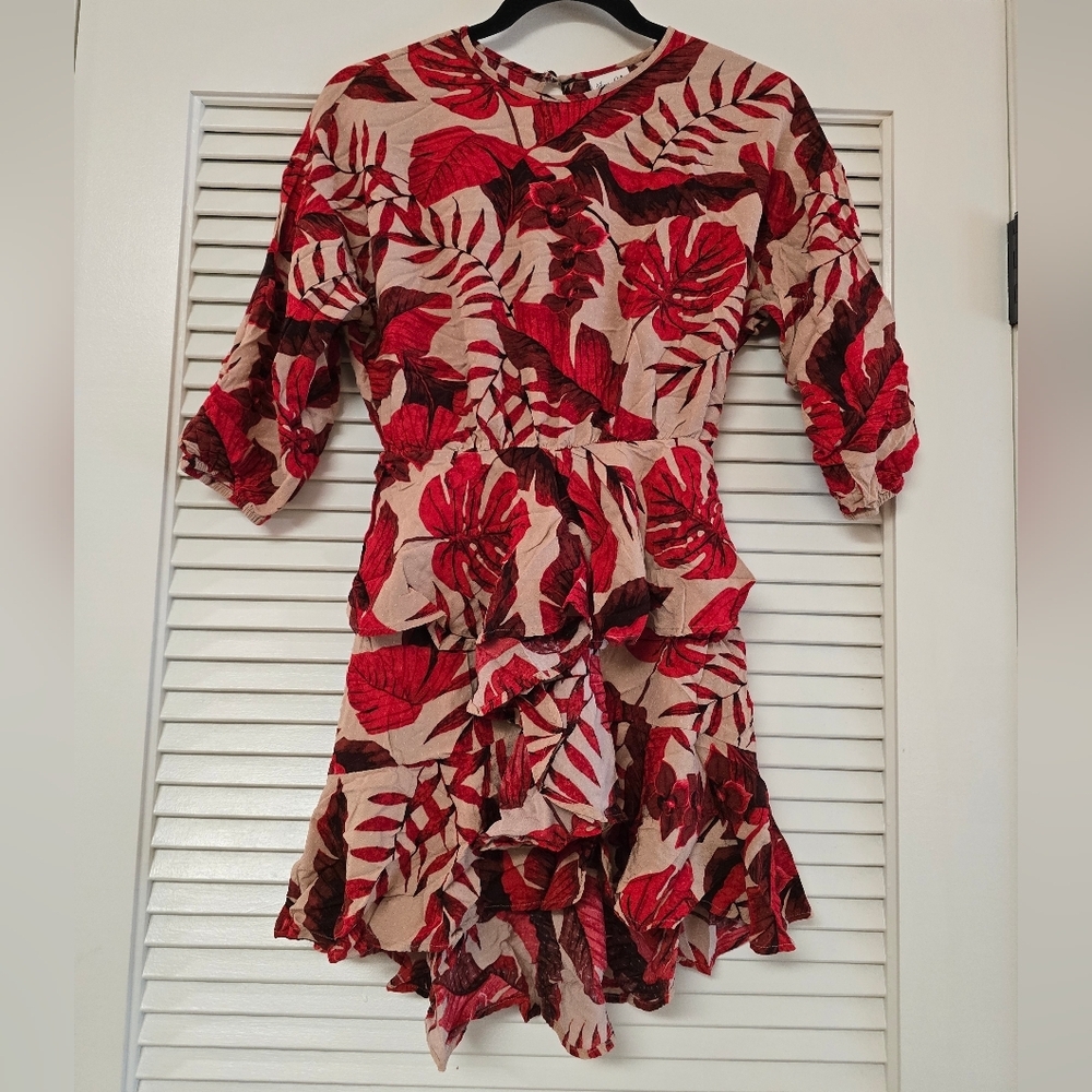 H&M Johanna Ortiz - Collaboration Tropical Palm Leaf Print Short Dress